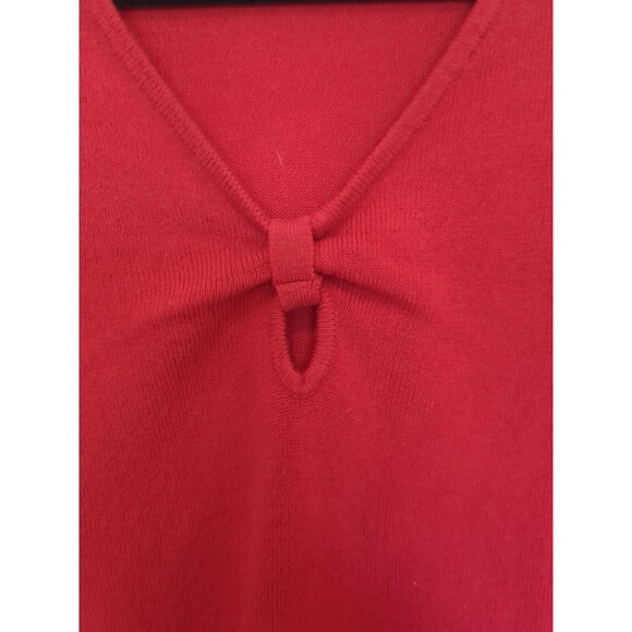 Jaclyn Smith Woman's SM V Neck Sweater Top Rouched Detail Long Sleeve Red - Picture 3 of 9